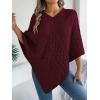 meilun Twisted-Knit Oversized Cape Sweater Elegant Casual Solid-Color Jacket(Wine)