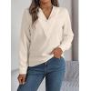 meilun V-Neck Long-Sleeve Shirt Solid Color Slim-Fit Elegant Blouse Women’s Professional Daily Wear(Beige)