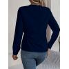 meilun V-Neck Long-Sleeve Shirt Solid Color Slim-Fit Elegant Blouse Women’s Professional Daily Wear(Blue)