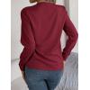 meilun V-Neck Long-Sleeve Shirt Solid Color Slim-Fit Elegant Blouse Women’s Professional Daily Wear(Red)