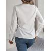 meilun V-Neck Long-Sleeve Shirt Solid Color Slim-Fit Elegant Blouse Women’s Professional Daily Wear(White)