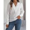 meilun V-Neck Long-Sleeve Shirt Solid Color Slim-Fit Elegant Blouse Women’s Professional Daily Wear(White)