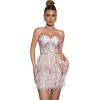 meilun Women Cocktail Dresses Handicraft Sequins Flapper Dress with Feather Mini Prom Party Dress(A-champagne)