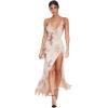 meilun Women Sequin Dress V Neck Sexy Sparkly Split Cocktail Party Dress(Beige)