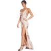 meilun Women Sequin Dress V Neck Sexy Sparkly Split Cocktail Party Dress(Beige)