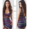 meilun Women’s Bandage Dress V-Neck Sleeveless Bodycon Foil Dress