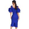meilun Womens Club Dress Ruffle Butterfly Short Sleeve Midi Dress Celebrity Party Dress
