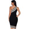 meilun Womens Geometric One Shoulder Mini Celebrity Party Bandage Dress
