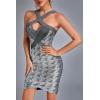 meilun Womens Hollow Out Sexy Sleeveless Wedding Guest Dresses Bodycon Bandage Dress Party Dresses(Grey)