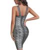 meilun Womens Hollow Out Sexy Sleeveless Wedding Guest Dresses Bodycon Bandage Dress Party Dresses(Grey)
