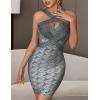 meilun Womens Hollow Out Sexy Sleeveless Wedding Guest Dresses Bodycon Bandage Dress Party Dresses(Grey)