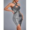 meilun Womens Hollow Out Sexy Sleeveless Wedding Guest Dresses Bodycon Bandage Dress Party Dresses(Grey)