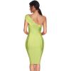 meilun Womens One Shoulder Bodycon Bandage Club Party Dress(Green)