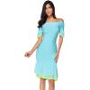 meilun Womens Ruffled Short Sleeve Fluted-Hem Bandage Bodycon Party Dress (Sky Blue, S)