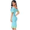 meilun Womens Ruffled Short Sleeve Fluted-Hem Bandage Bodycon Party Dress (Sky Blue, S)