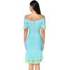 meilun Womens Ruffled Short Sleeve Fluted-Hem Bandage Bodycon Party Dress (Sky Blue, S)