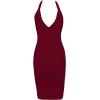 meilun Women’s V Neck Strap Midi Length Bodycon Bandage Party Dress (L, Wine1)