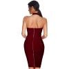 meilun Women’s V Neck Strap Midi Length Bodycon Bandage Party Dress (L, Wine1)