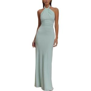 Neck Sleeveless Midi Dress Big Backless Twist French Party Wedding Seaside Home Coming(Green)