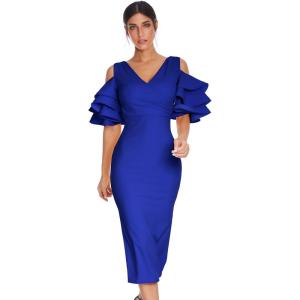 meilun Womens Club Dress Ruffle Butterfly Short Sleeve Midi Dress Celebrity Party Dress