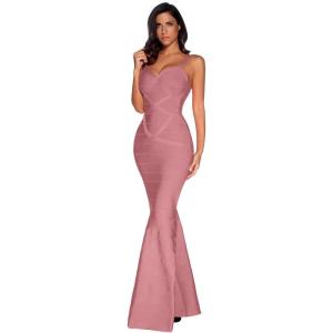 meilun Women’s Maxi Bandage Dress Fishtail Bodycon Formal Evening Dresses(Antipink)
