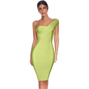 meilun Womens One Shoulder Bodycon Bandage Club Party Dress(Green)