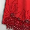 Fringed Diamond-Embellished Mini Dress with Straps and Bodycon Silhouette for Party(Red)