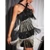 Women’s Cross Strap Cocktail Dresses Flapper Dresses 20s Gatsby Tassel Short Dresses Prom Party Dress(A-blackgold)