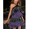 Women’s Cross Strap Cocktail Dresses Flapper Dresses 20s Gatsby Tassel Short Dresses Prom Party Dress(A-blackpurple)