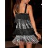 Women’s Cross Strap Cocktail Dresses Flapper Dresses 20s Gatsby Tassel Short Dresses Prom Party Dress(A-blacksilver)
