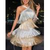 Women’s Cross Strap Cocktail Dresses Flapper Dresses 20s Gatsby Tassel Short Dresses Prom Party Dress(A-whitegold)