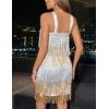Women’s Cross Strap Cocktail Dresses Flapper Dresses 20s Gatsby Tassel Short Dresses Prom Party Dress(A-whitegold)