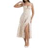 Casual Floral Print Dress Midi Sleeveless Strappy Cocktail Party Dress A-line Summer Wedding Guest Dresses for Women(A-flower2)