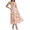 Casual Floral Print Dress Midi Sleeveless Strappy Cocktail Party Dress A-line Summer Wedding Guest Dresses for Women(A-flower3)