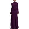 Knit Chiffon Maxi Dress Autumn-Winter Date-Night Figure-Flattering Long Dress(Purple)