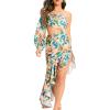 One Shoulder Floral Dress for Women Cut Out Ruffle Boho Maxi Dress(A_floral4)