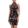 Sequin Cheongsam Dress Glamorous Strappy Floral Mini Dress(Black)