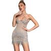Women Cocktail Dresses Handicraft Sequins Flapper Dress with Feather Mini Prom Party Dress(G-As Shown,M)