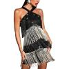 Women’s Cross Strap Cocktail Dresses Flapper Dresses 20s Gatsby Tassel Short Dresses Prom Party Dress(A-blackgold)