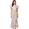 Women’s Floral Embroidery Maxi Dress Wedding Guest Dress Puff Sleeve High Neck Lace Bodycon Evening Party Cocktail Dress(A-lightpurple)