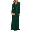 meilun Long Sleeve Sequin Dress for Women Formal Gowns Sparkly V Neck Maxi Dress(Darkgreen)