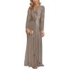 meilun Long Sleeve Sequin Dress for Women Formal Gowns Sparkly V Neck Maxi Dress(Grey)