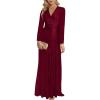 meilun Long Sleeve Sequin Dress for Women Formal Gowns Sparkly V Neck Maxi Dress(Wine)