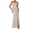 meilun Off Shoulder Formal Dress Sequin Evening Gowns for Women Ruched Wedding Guest Dresses Semi-Formal Long Dress