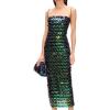 meilun Sparkly Women’s Spaghetti Strap Sequins Dresses Formal Evening Gowns Dress Holiday Maxi Dress(A-green)