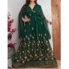 meilun Chiffon Embroidered Maxi Dress Long Sleeve V Neck Casual Dress Cocktail Party Dress(A-Green,XL)