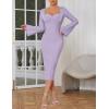 meilun Long Sleeve Formal Gowns Prom Evening Dress Fall Winter Wrap Bandage Dress for Wedding Guest(A-purple)