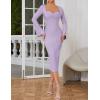 meilun Long Sleeve Formal Gowns Prom Evening Dress Fall Winter Wrap Bandage Dress for Wedding Guest(A-purple)