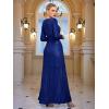 meilun Long Sleeve Sequin Dress for Women Formal Gowns Sparkly V Neck Maxi Dress(A-royalblue2)