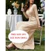 meilun Long Sleeve Sequin Dress for Women Formal Gowns Sparkly V Neck Maxi Dress(Champagne)